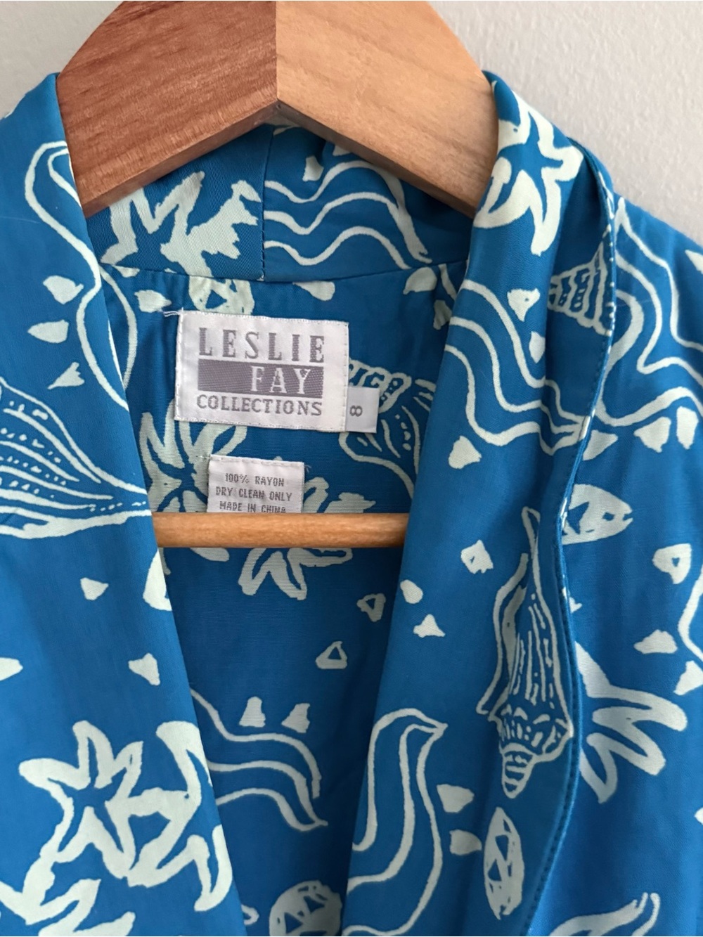 Vintage Seashell Tropical Print Blue Summer Midi Dress - Picture 5 of 7